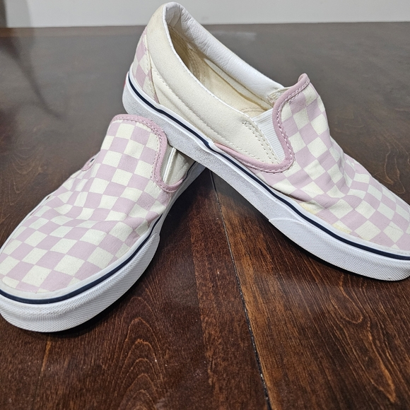 Women's Sz 8.5 Pink Checkered Slip On Vans - Picture 3 of 6